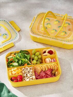 Member's Mark 2-Pack Lemon Design Snackle Box Food Storage on the Go NWT